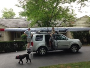 The boat on the car